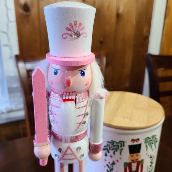 Pink Nutcracker Soldier Christmas Decor Holiday Xmas Decoration Wooden Statue - Picture 4 of 14